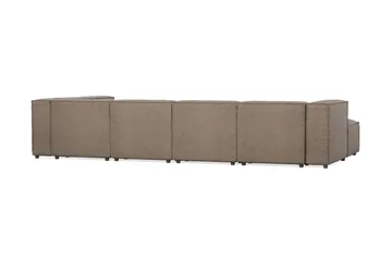 Cubo 5-seters U-formet Dyp Modulsofa med Divan og Sjeselong i Fløyel - Grå - Møbler - Sofaer - U-sofa
