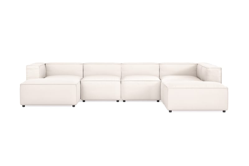 Cubo 5-seters U-formet Dyp Modulsofa med Divan og Sjeselong i Fløyel - Hvit - Møbler - Sofaer - U-sofa
