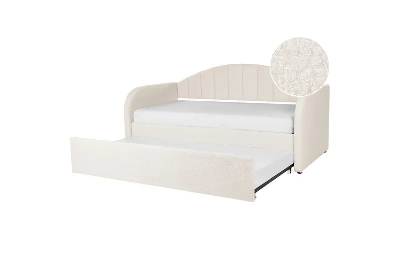 Dagbädd Beliani Eyburie med lamellram Beige, Bouclé Beige