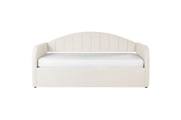Dagbädd Beliani Eyburie med lamellram Beige, Bouclé Beige - Møbler - Senger - Gjesteseng & ekstraseng - Uttrekkbar seng