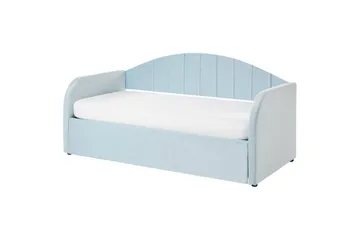 Dagbädd Beliani Eyburie med lamellram Beige, Bouclé blue - Møbler - Senger - Gjesteseng & ekstraseng - Uttrekkbar seng
