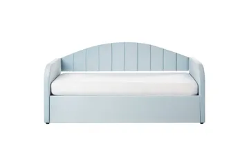 Dagbädd Beliani Eyburie med lamellram Beige, Bouclé blue - Møbler - Senger - Gjesteseng & ekstraseng - Uttrekkbar seng