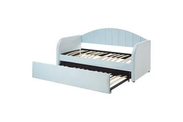 Dagbädd Beliani Eyburie med lamellram Beige, Bouclé blue - Møbler - Senger - Gjesteseng & ekstraseng - Uttrekkbar seng
