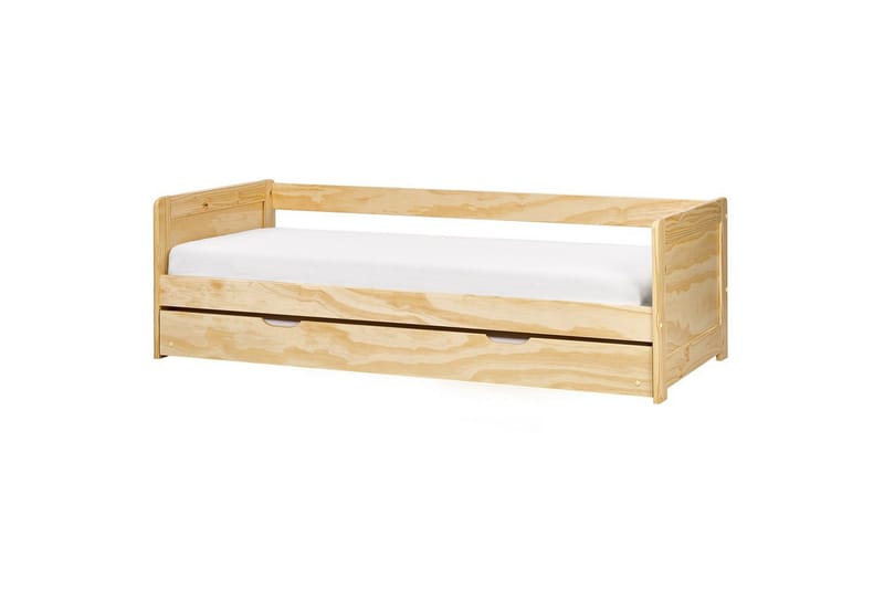 Dagbädd Beliani Gravelines med lamellram Ljus Trä Light wood - Møbler - Senger - Gjesteseng & ekstraseng - Uttrekkbar seng