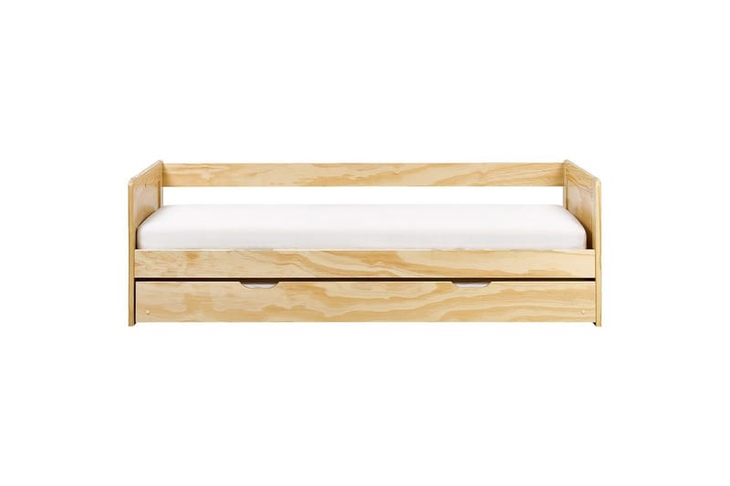 Dagbädd Beliani Gravelines med lamellram Ljus Trä Light wood - Møbler - Senger - Gjesteseng & ekstraseng - Uttrekkbar seng