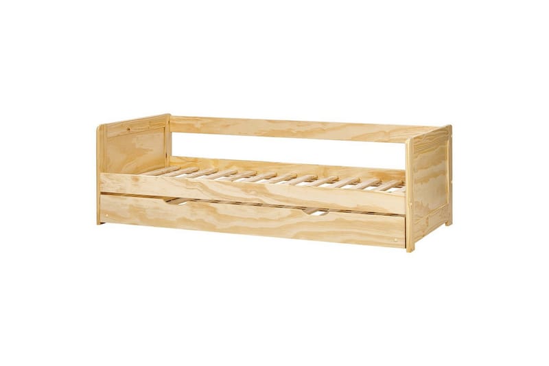 Dagbädd Beliani Gravelines med lamellram Ljus Trä Light wood - Møbler - Senger - Gjesteseng & ekstraseng - Uttrekkbar seng