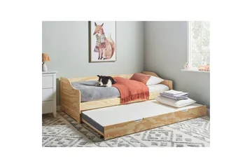 Dagbädd Beliani Luneray med lamellram Ljus Trä Light wood - Møbler - Senger - Gjesteseng & ekstraseng - Uttrekkbar seng