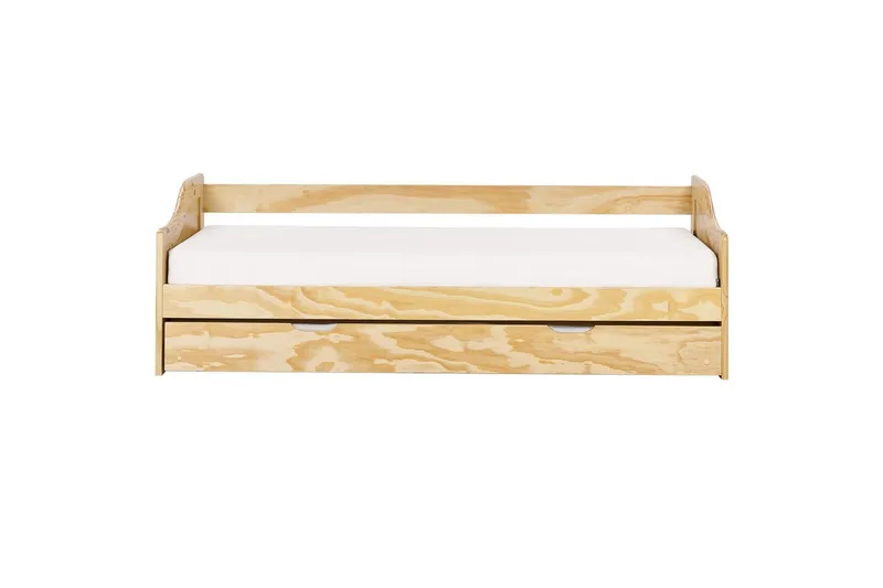 Dagbädd Beliani Luneray med lamellram Ljus Trä Light wood - Møbler - Senger - Gjesteseng & ekstraseng - Uttrekkbar seng