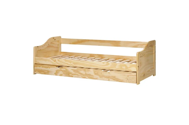 Dagbädd Beliani Luneray med lamellram Ljus Trä Light wood - Møbler - Senger - Gjesteseng & ekstraseng - Uttrekkbar seng