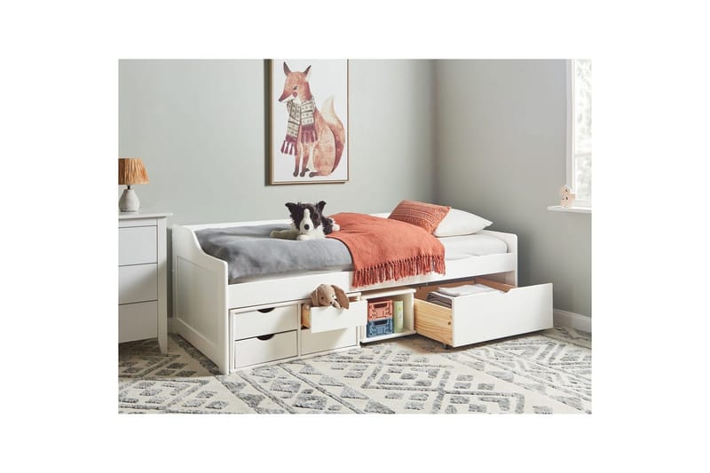 Dagbädd Beliani Royville med förvaring Ljus Trä White - Møbler - Sofaer - Dagsenger - Dagseng dobbeltseng