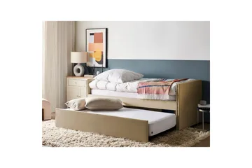 Dagbädd Beliani Troyes med lamellram Beige Beige - Møbler - Senger - Gjesteseng & ekstraseng - Uttrekkbar seng