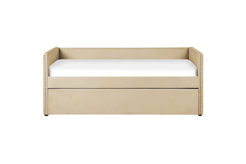 Dagbädd Beliani Troyes med lamellram Beige Beige - Møbler - Senger - Gjesteseng & ekstraseng - Uttrekkbar seng