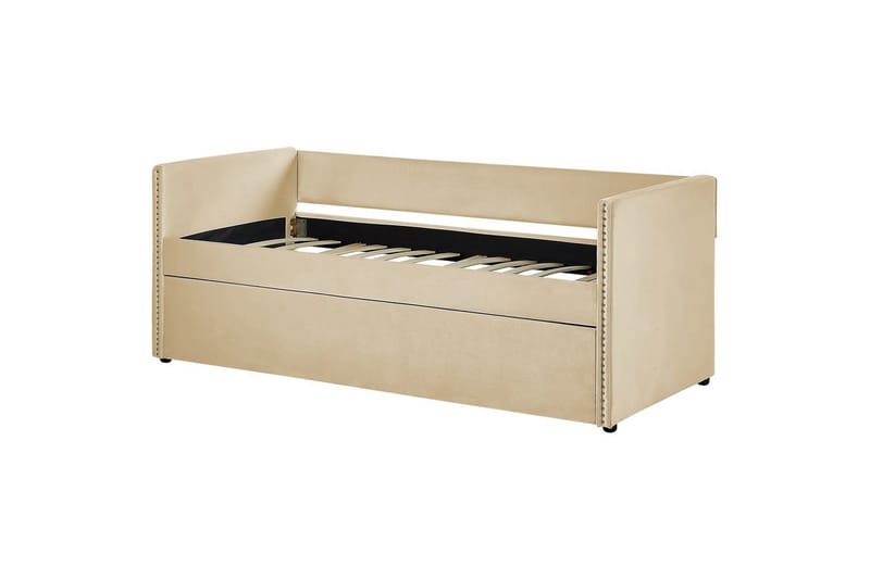 Dagbädd Beliani Troyes med lamellram Beige Beige - Møbler - Senger - Gjesteseng & ekstraseng - Uttrekkbar seng