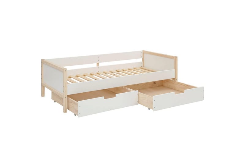 Dagbed uten rygg Loft24 Sovesofa Square Line Hvit,Natur - Møbler - Sofaer - Dagsenger