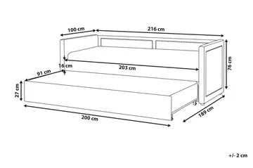 Dagseng 90 x 200 cm fløyel rosa MIMIZAN - Rosa - Møbler - Sofaer - Dagsenger - Dagseng dobbeltseng