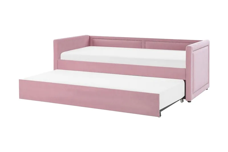 Dagseng 90 x 200 cm fløyel rosa MIMIZAN - Rosa - Møbler - Sofaer - Dagsenger - Dagseng dobbeltseng