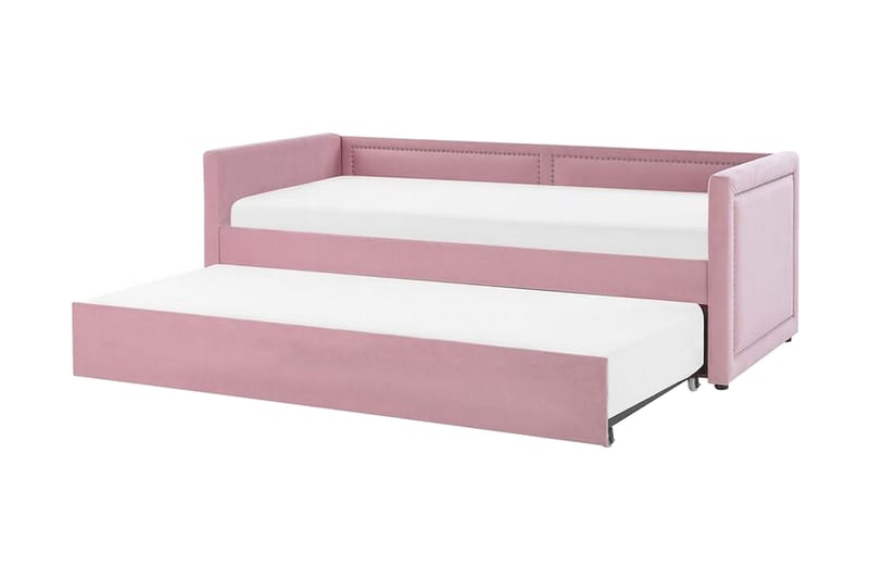 Dagseng 90 x 200 cm fløyel rosa MIMIZAN - Rosa - Møbler - Sofaer - Dagsenger - Dagseng dobbeltseng