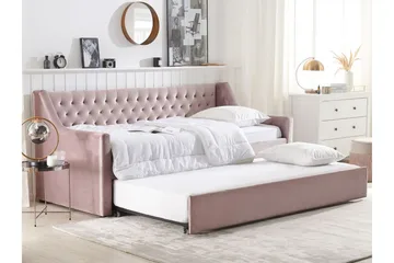 Dagseng 90 x 200 cm fløyel rosa MONTARGIS - Rosa - Møbler - Sofaer - Dagsenger - Dagseng dobbeltseng