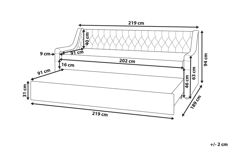 Dagseng 90 x 200 cm fløyel rosa MONTARGIS - Rosa - Møbler - Sofaer - Dagsenger - Dagseng dobbeltseng