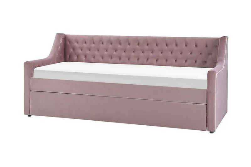 Dagseng 90 x 200 cm fløyel rosa MONTARGIS - Rosa - Møbler - Sofaer - Dagsenger - Dagseng dobbeltseng