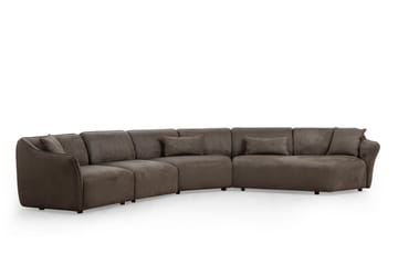 Damor 5-seter L-formet Buet Sofa i Fløyel - Brun - Møbler - Sofaer - Fløyelssofaer