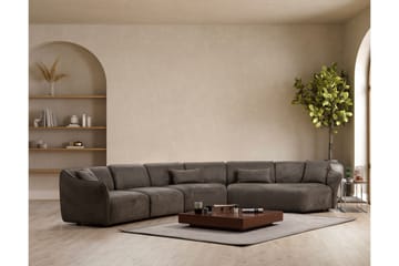 Damor 5-seter L-formet Buet Sofa i Fløyel - Brun - Møbler - Sofaer - Fløyelssofaer