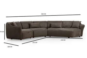 Damor 5-seter L-formet Buet Sofa i Fløyel - Brun - Møbler - Sofaer - Fløyelssofaer