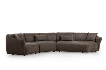 Damor 5-seter L-formet Buet Sofa i Fløyel - Brun - Møbler - Sofaer - Fløyelssofaer