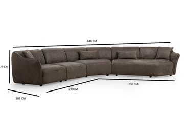 Damor 5-seter L-formet Buet Sofa i Fløyel - Brun - Møbler - Sofaer - Fløyelssofaer
