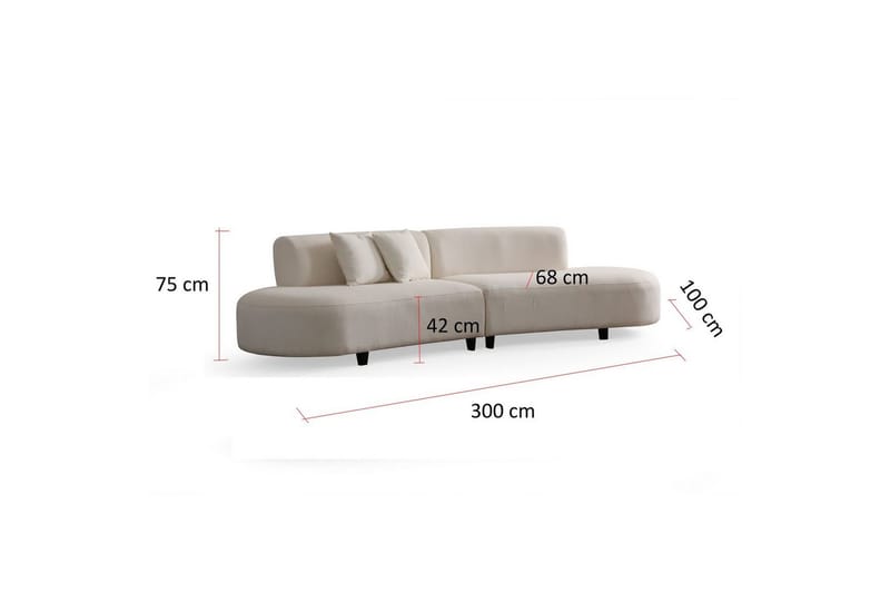Dariya Svängd Sofa 3-sits - Krem - Møbler - Sofaer - 3 seter sofa
