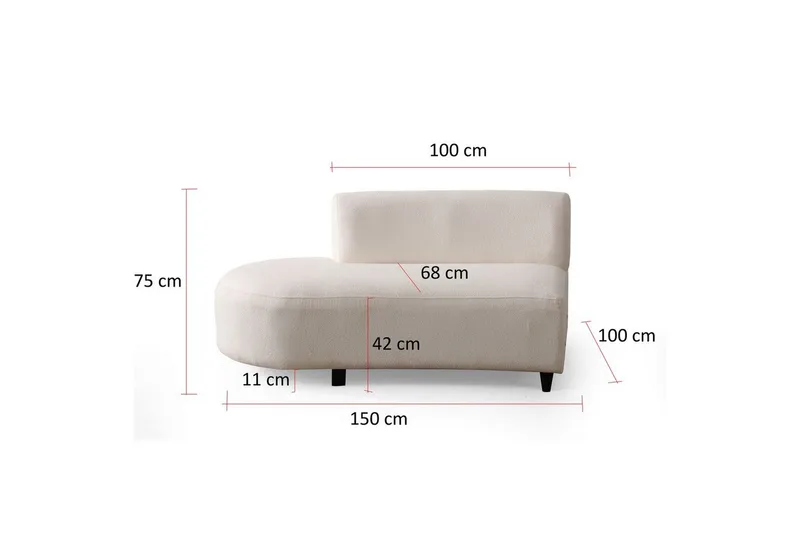 Dariya Svängd Sofa 3-sits - Krem - Møbler - Sofaer - 3 seter sofa