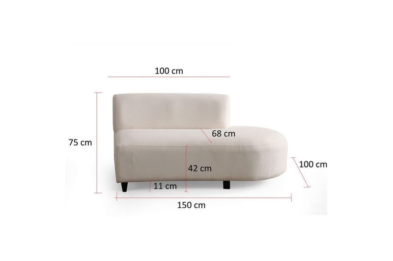 Dariya Svängd Sofa 3-sits - Krem - Møbler - Sofaer - 3 seter sofa