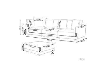 Delisha Sofa 3-seter - Grå/Svart - Møbler - Sofaer - Skinnsofaer