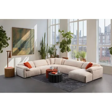 Derebasi 6-seters Hjørnesofa Två Hörn - Kremhvit - Møbler - Sofaer - Hjørnesofaer