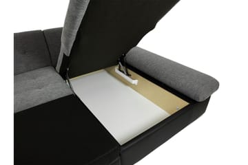 Dewitt Sovesofa med Dobbel Sjeselong 4-seter i Kunstlær - Svart / Grå - Møbler - Sofaer - Skinnsofaer