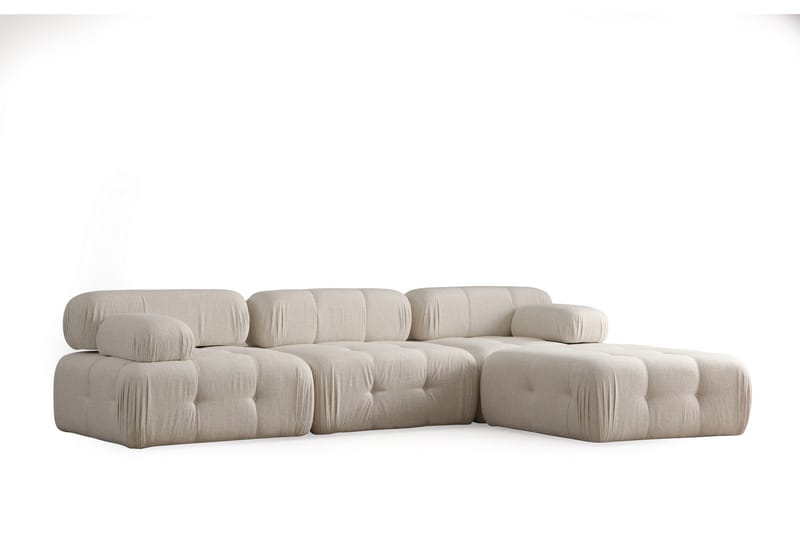 Divansofa 3-seters Belgin - Lysebeige - 4 seters sofa med divan - Sofaer med sjeselong