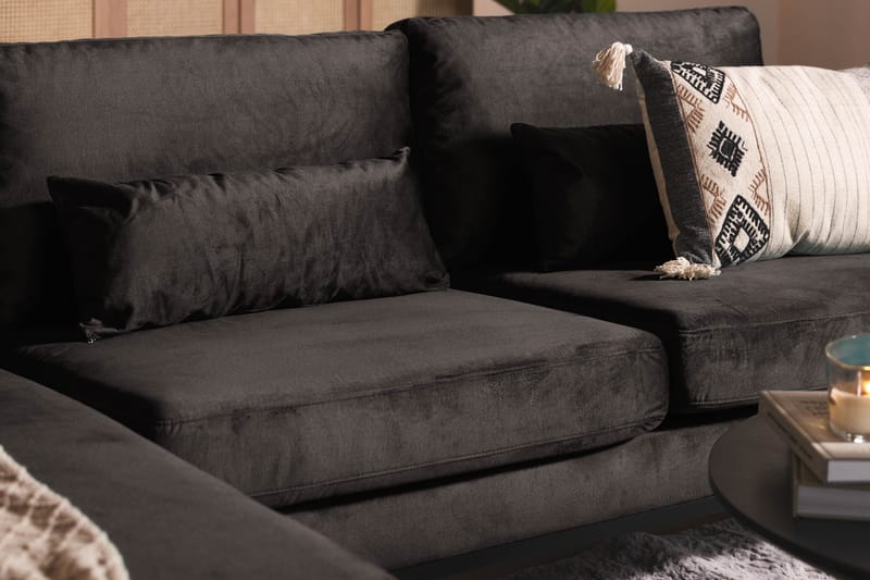 Divansofa Haga Fløyel - Grå - Fløyelssofaer - Sofaer med sjeselong