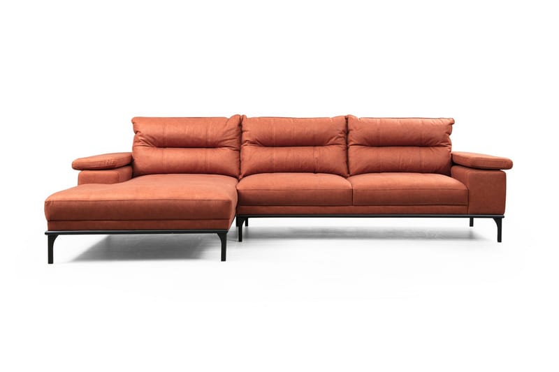 Divansofa  Vidueiros - Oransje - 4 seters sofa med divan - Sofaer med sjeselong