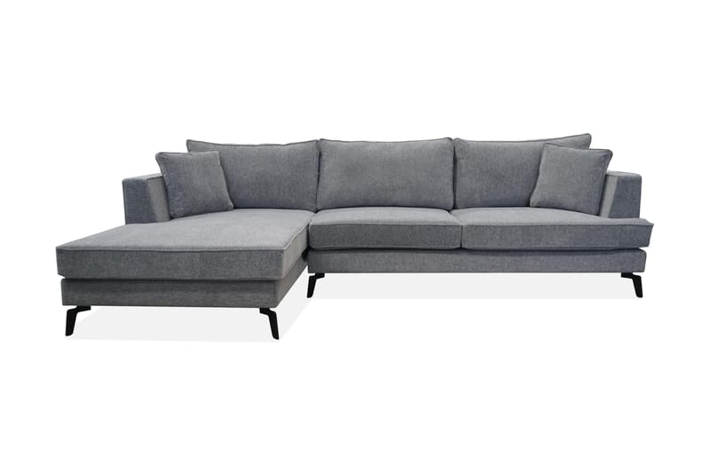 Divansofa Parsh - Mørkegrå - 4 seters sofa med divan - Sofaer med sjeselong