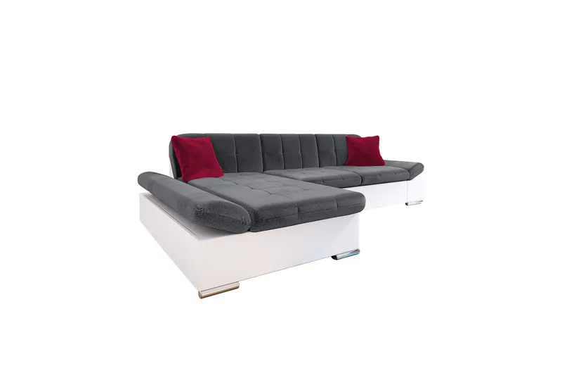 Djerra Sofa med Divan 3-seter, Hvit/Mørk grå/Rød