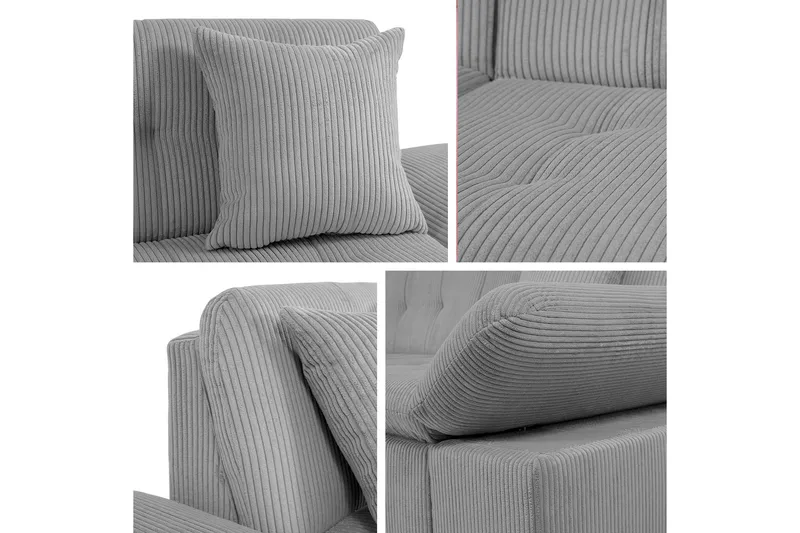 Djerra Sofa med Divan 3-seter - Hvit/Mørk grå/Rød - Møbler - Sofaer - Skinnsofaer