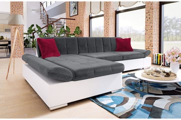 Djerra Sofa med Divan 3-seter - Hvit/Mørk grå/Rød - Møbler - Sofaer - Skinnsofaer