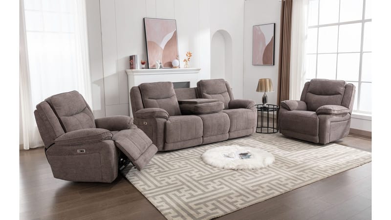 Drevia reclinersofa 3-seter elektrisk - Muldvarpfarget - Møbler - Sofaer - Reclinersofaer