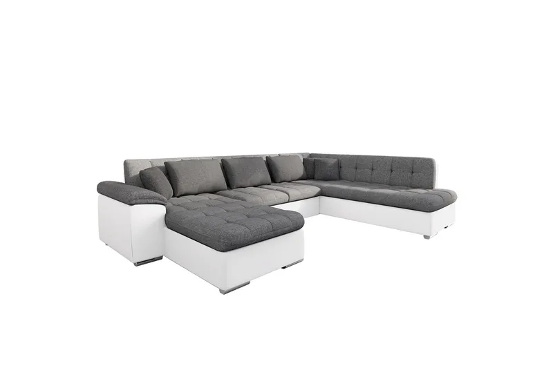 Dynir Sofa med Sjeselong og Divan 4-seter, Hvit/Grå