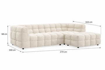 Elise 4-seters Høyrevendt L-formet Boblete Divansofa 274 cm i Bouclé - Kremhvit - Møbler - Sofaer - Sofaer med sjeselong - 4 seters sofa med divan