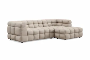 Elise 4-seters Høyrevendt L-formet Boblete Divansofa 274 cm i Stoff - Beige - Møbler - Sofaer - Sofaer med sjeselong - 4 seters sofa med divan