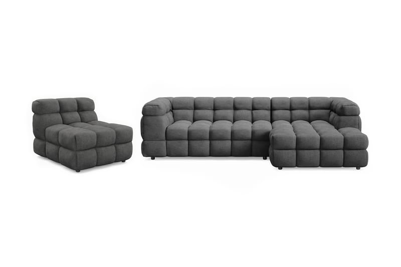 Elise Boblete Sofagruppe 3-seter Divansofa Høyre + Lenestol - Mørkegrå - Møbler - Sofaer - Sofagrupper