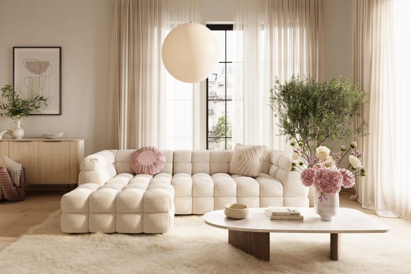 Elise Boblete Sofagruppe 3-seter Divansofa Venstre + Lenestol - Beige - Møbler - Sofaer - Sofagrupper