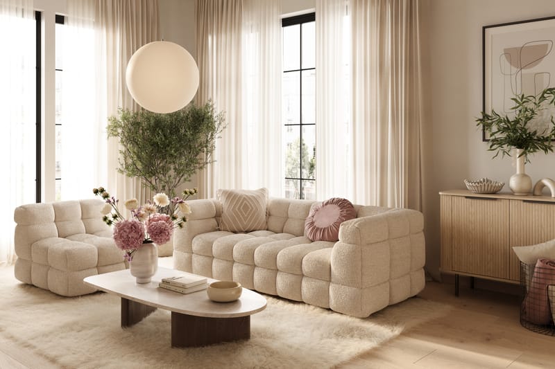 Elise Boblete Sofagruppe 3-seter Sofa + Lenestol - Beige - Møbler - Sofaer - Sofagrupper