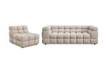 Elise Boblete Sofagruppe 3-seter Sofa + Lenestol - Beige - Møbler - Sofaer - Sofagrupper
